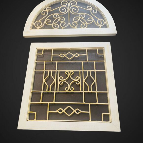 Vintage Shabby Chic Metal Scroll Whitewashed Wall Garden Patio Art x3 - Picture 3 of 12